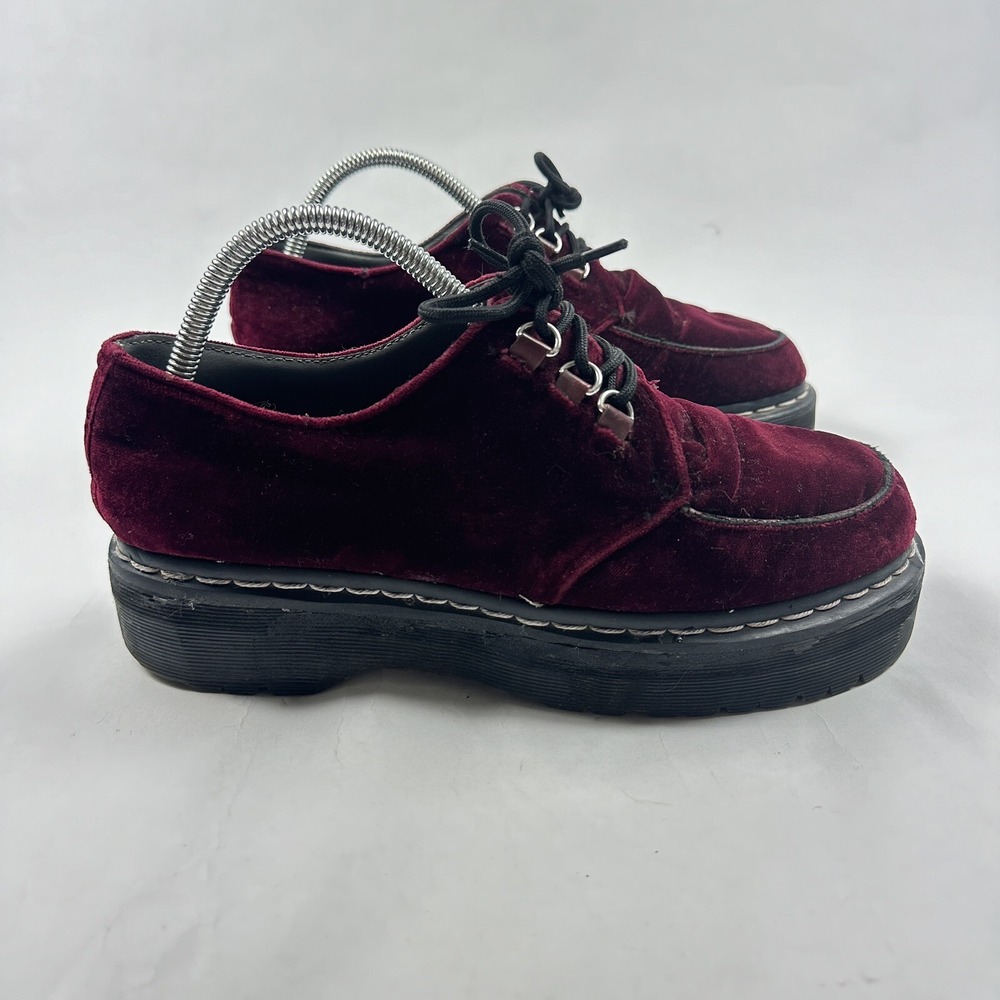 Dr Martens Aggy Creeper 1461 Red‎ Velvet Chunky Platform Boots Agyness Deyn 10 - Picture 2 of 12